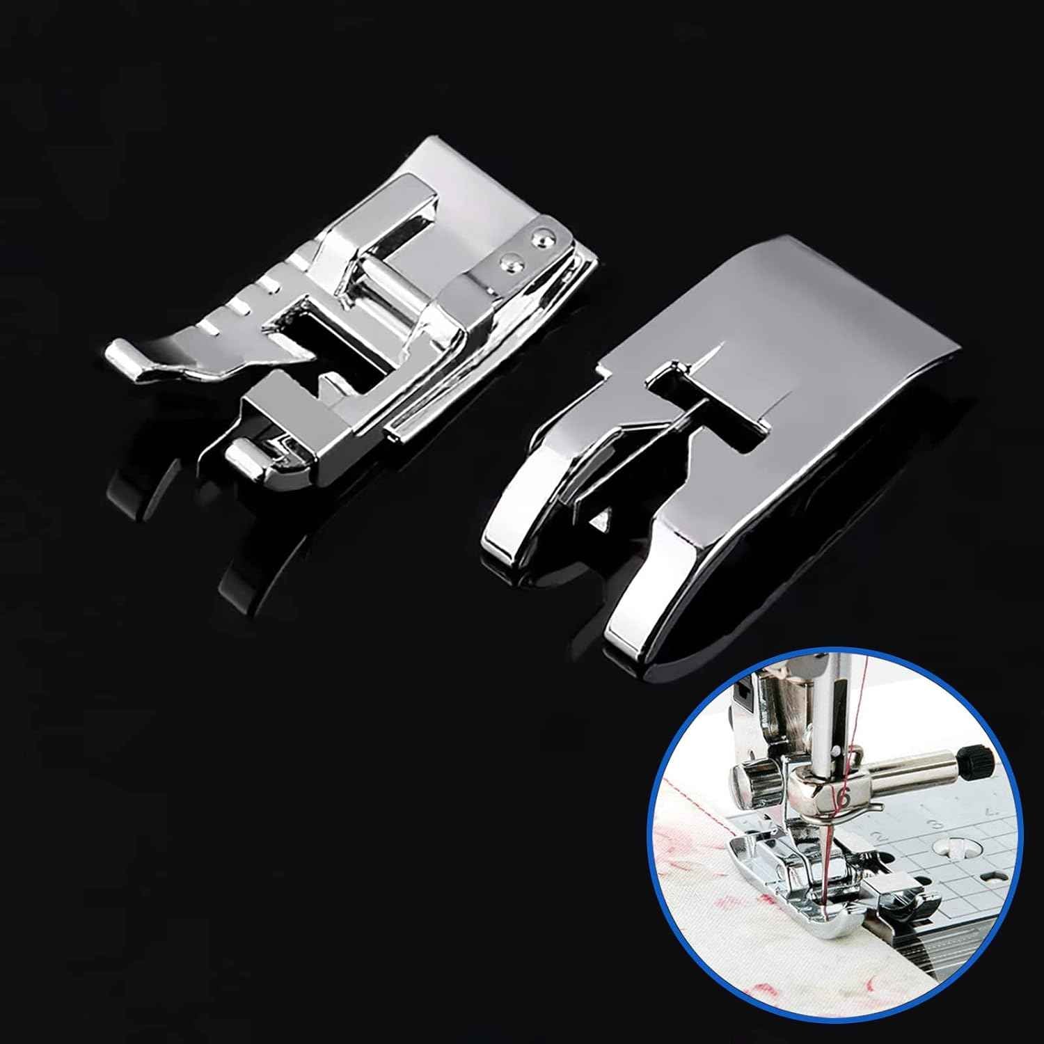 Metal 1/4-inch quilting presser foot set, two feet with guide openings