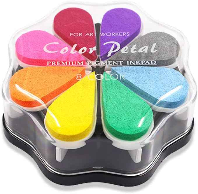8 Colors Petal Shape Craft Pigment Ink Pad Stamps Partner Style 2