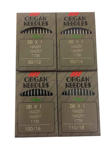 40PCS Organ DBx1 industrial machine needles, 16x257, sizes 80/12, 90/14, 100/16, 110/18