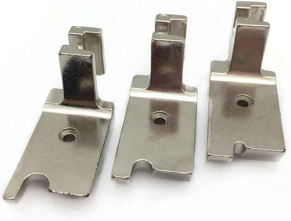 Set of large piping/welting presser feet: three metal guides with center holes