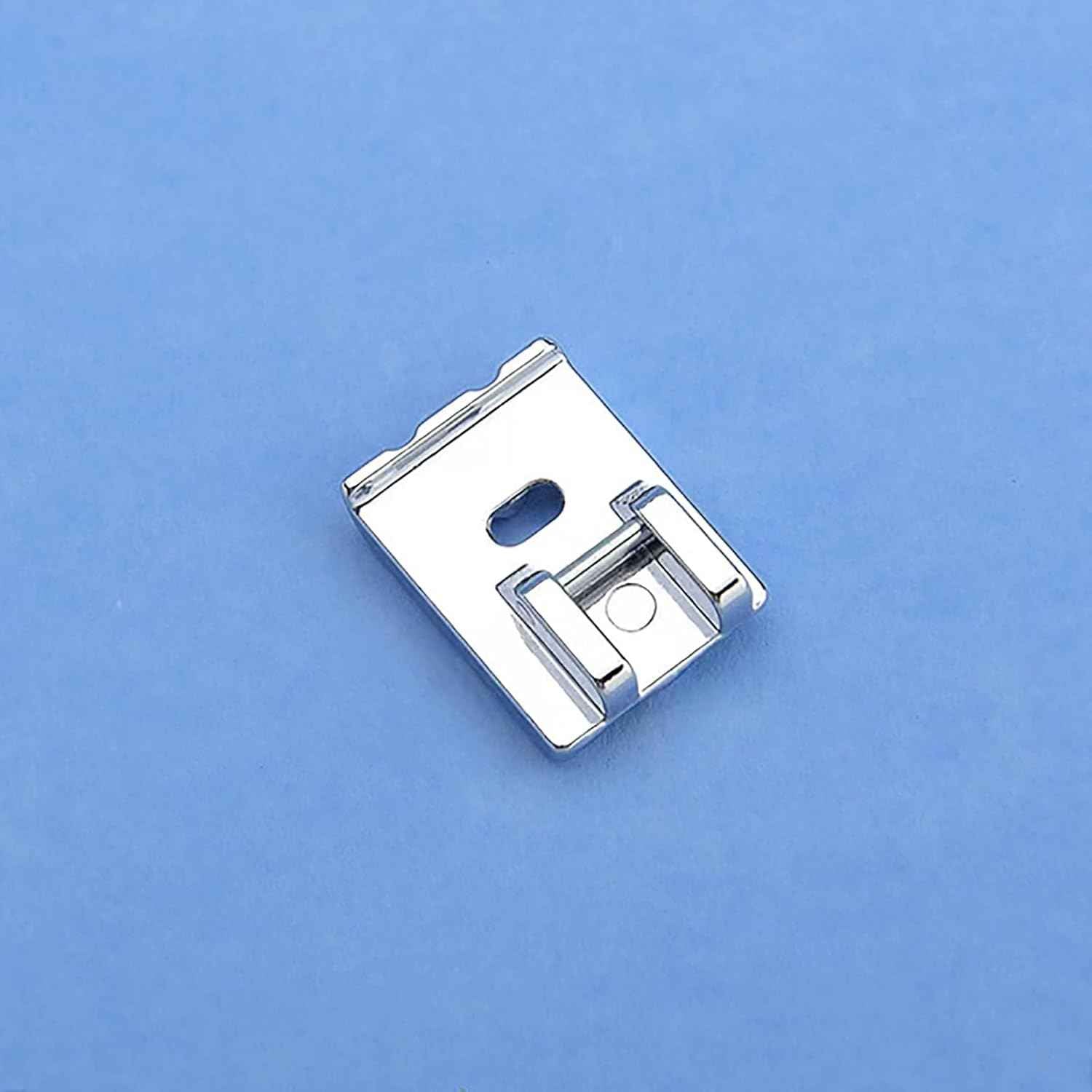 Piping presser foot part, low shank snap-on, chrome soleplate view