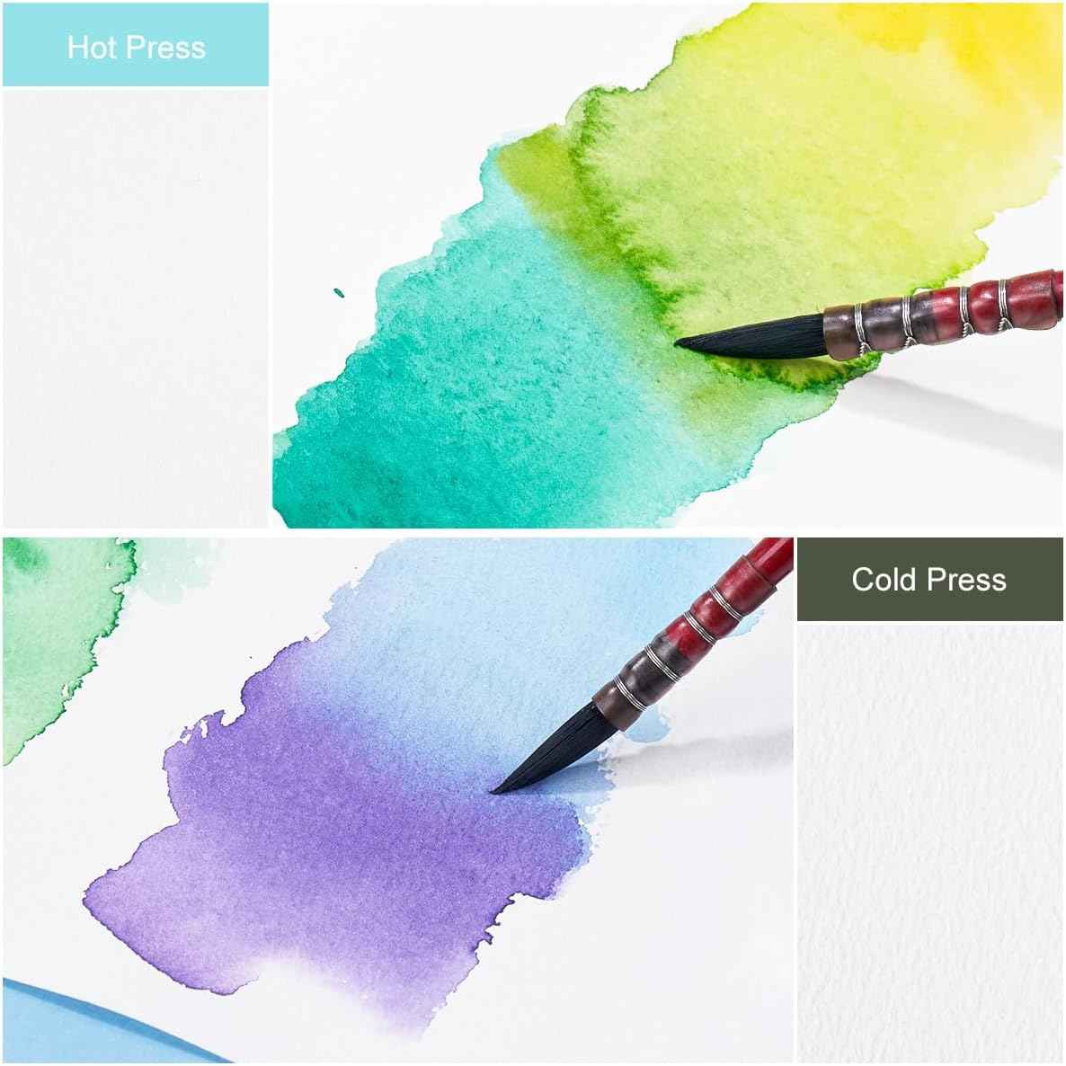 POTENTATE 2 Pack Square Cotton Hot Press Watercolor Paper 10x10cm