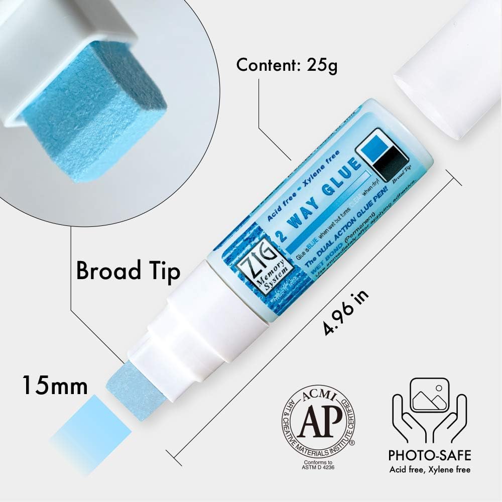 KURETAKE ZIG CORPORATION Zig 2-Way Glue Pen, Jumbo Tip 2 Pack