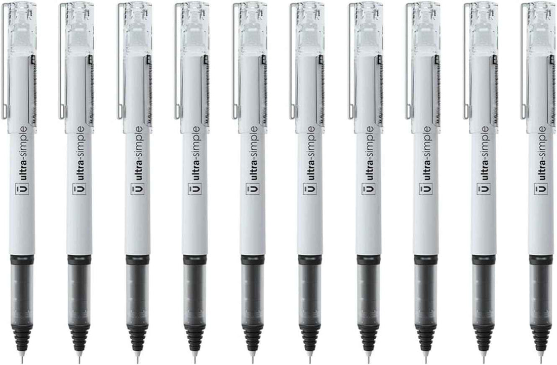M&G 10Pcs Liquid Rollerball Pens 0.5mm Ultra Fine Point Black Ink Quick Dry