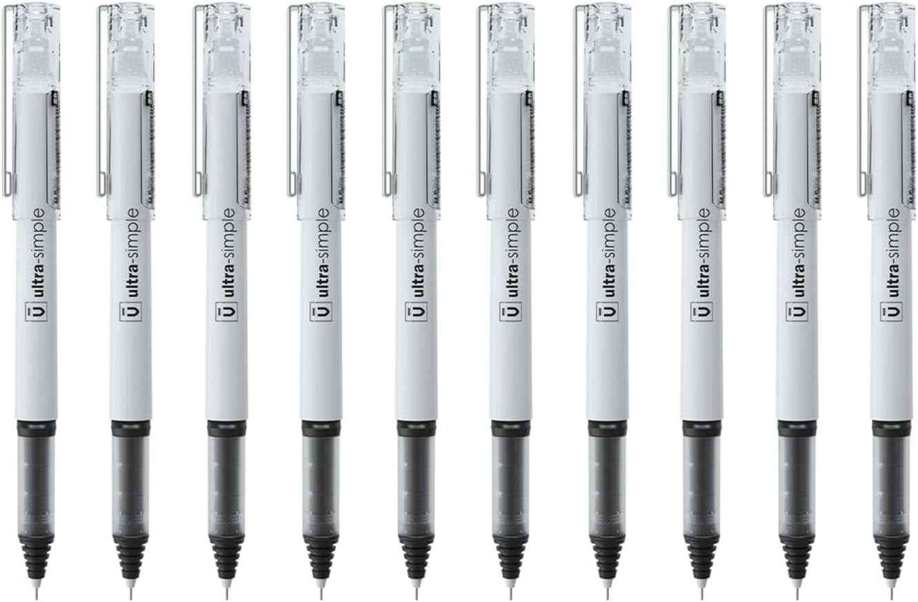 M&G 10Pcs Liquid Rollerball Pens 0.5mm Ultra Fine Point Black Ink Quick Dry