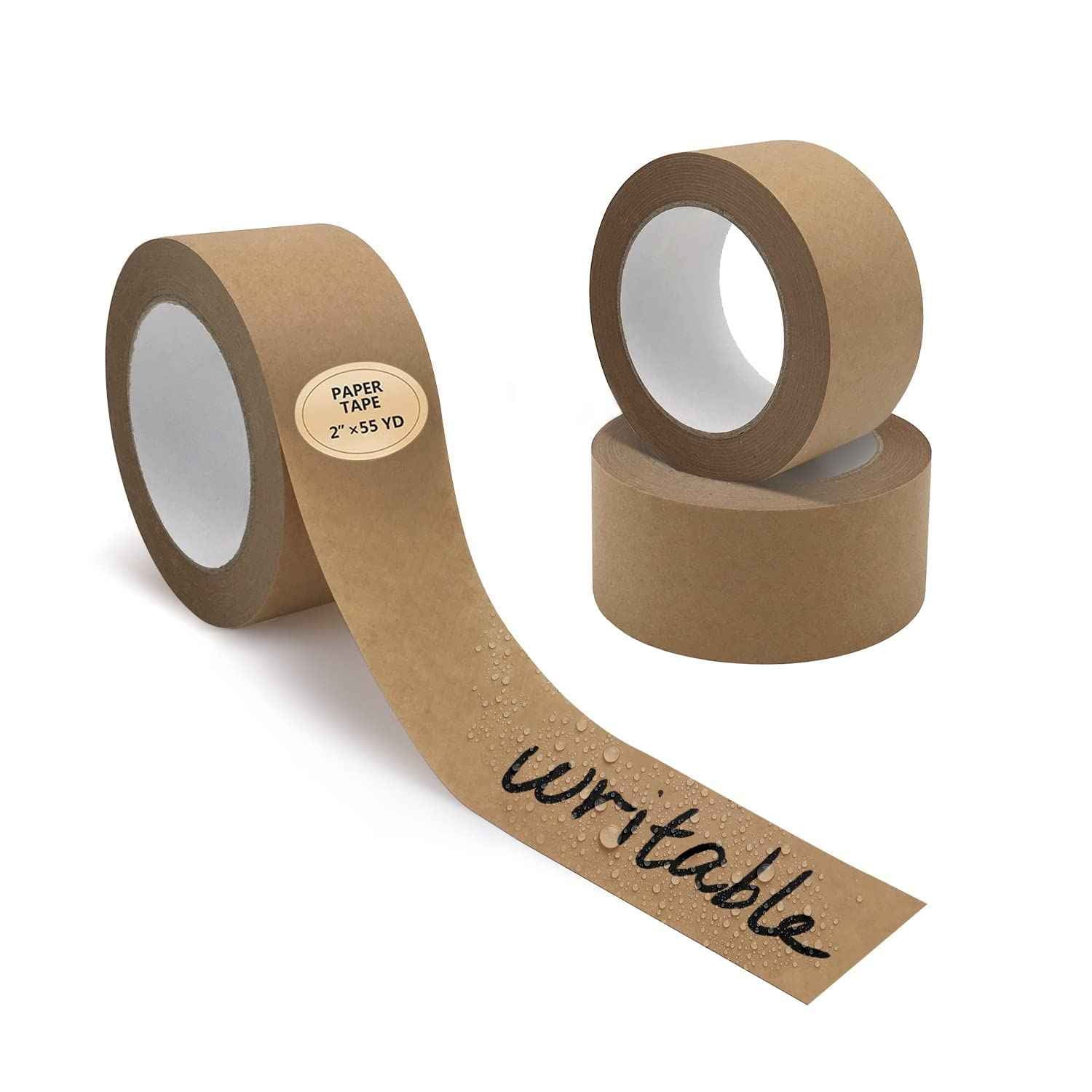 Writable Brown Paper Packing Tape 2inch x 55YD 3 Rolls