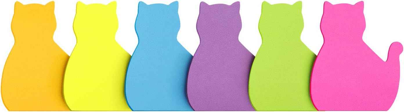 Cat Shape Sticky Note 6 Color 75 Sheets/Pad