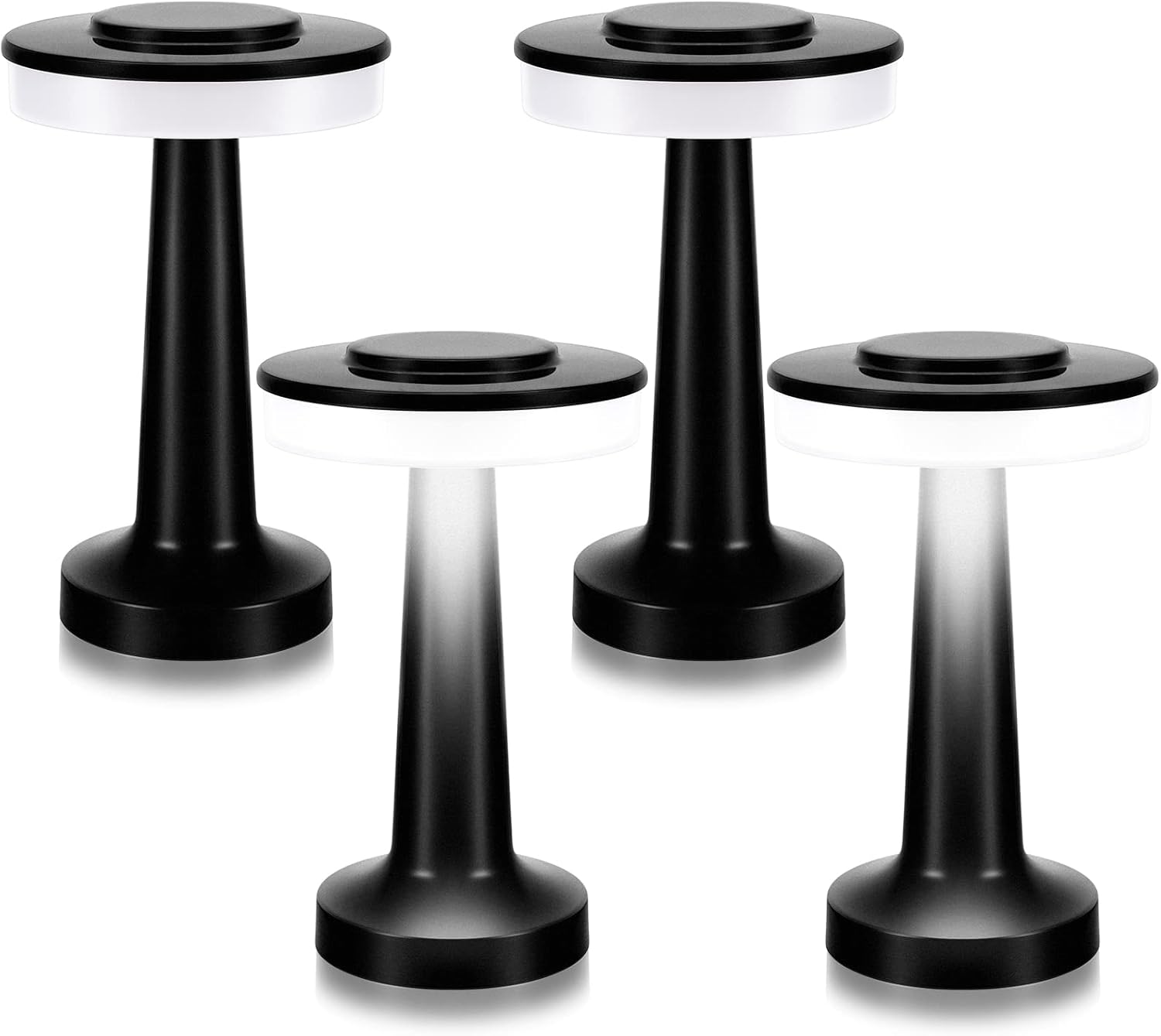 4Pcs Portable Cordless Table Lamp with Touch Sensor Rechargeable Black