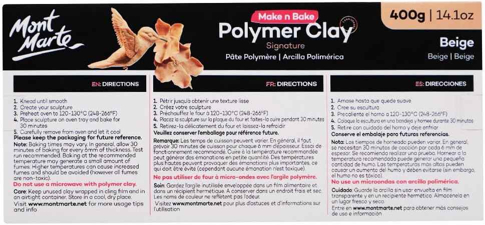 Mont Marte Make n Bake Polymer Clay Signature 400g Block Beige