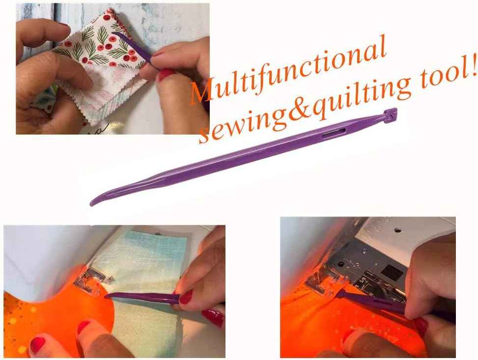 Purple long sewing needle tool with grooved needle body for quilting and sewing