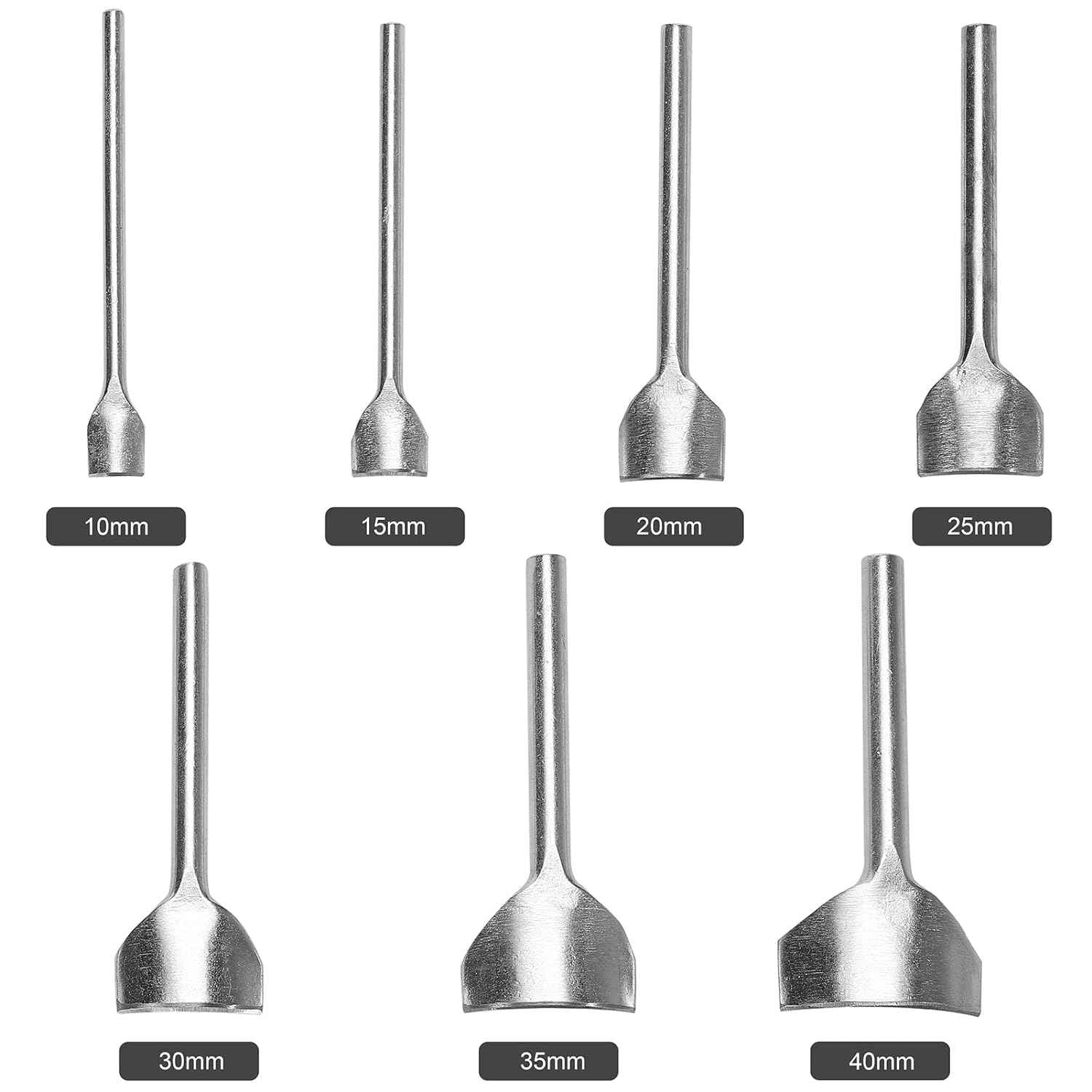 7pc 1/4 round leather edge punch cutters, 10–40mm: 10/15/20/25/30/35/40