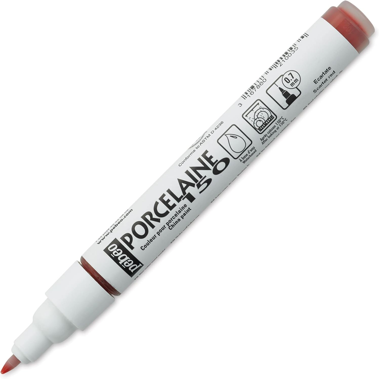 Pebeo Porcelaine 150, China Paint Fine Tip Marker 0.7mm Scarlet Red