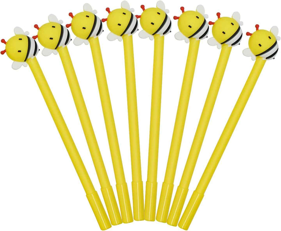 8PCS Funny Yellow Bees Pens Gel Pens 0.5mm Black Ink For Kids School