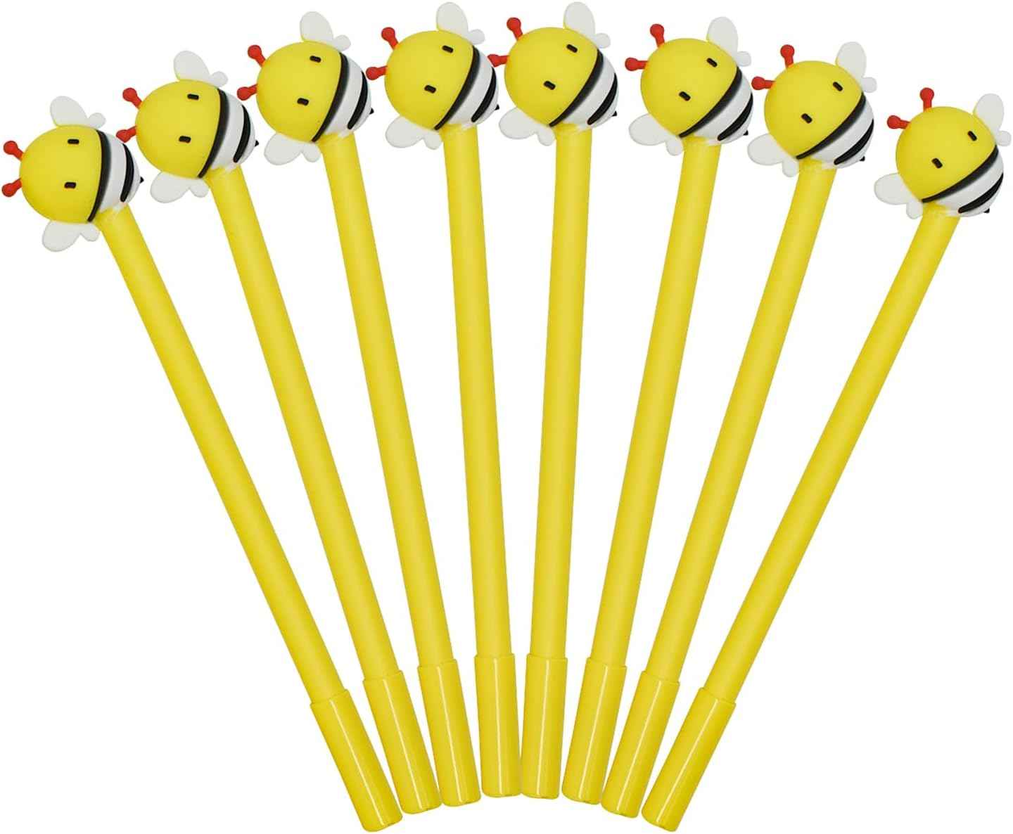 8PCS Funny Yellow Bees Pens Gel Pens 0.5mm Black Ink For Kids School