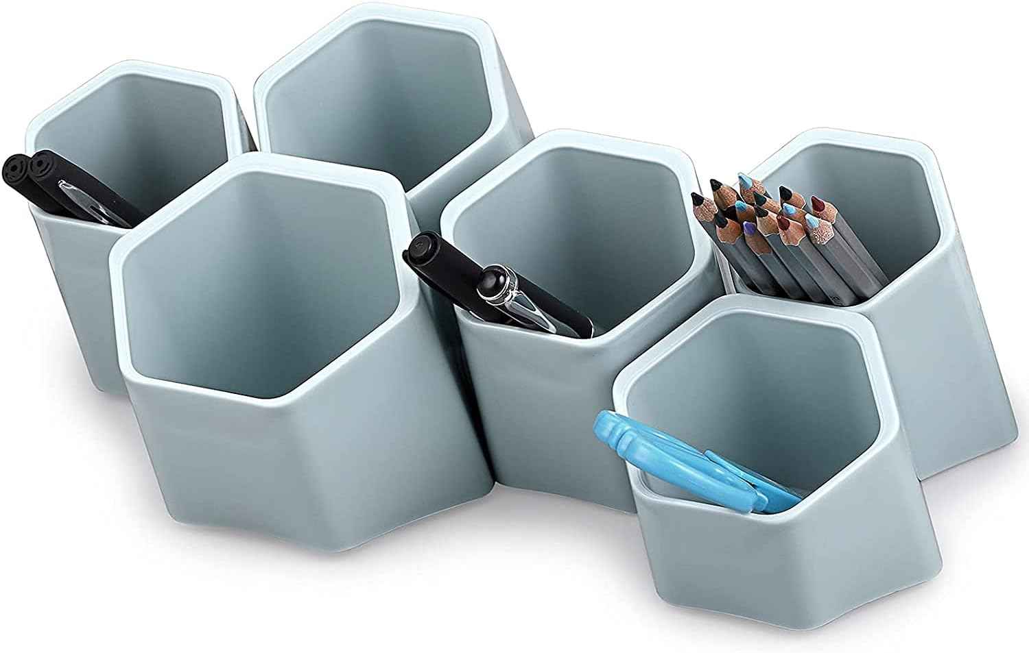 Hexagonal Creative Pen Holder Desktop Wall-Mounted Green