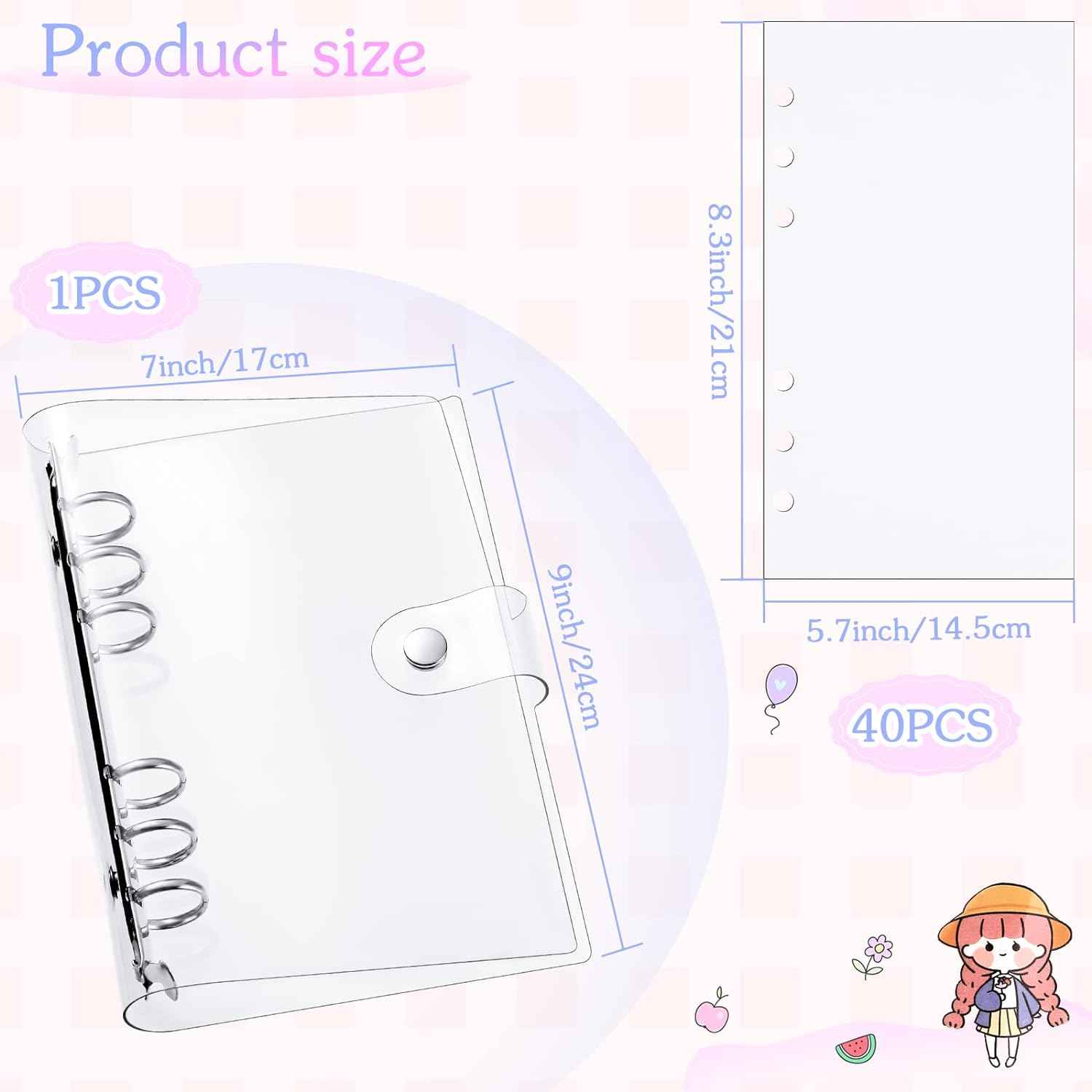Kids Sticker Collecting Album Book with 40 Sheets PVC Shell A5/A6 A5