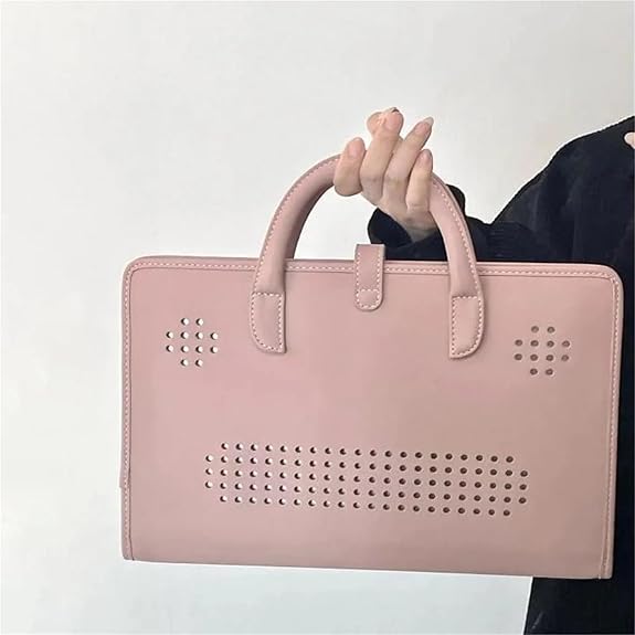 Pink PU Laptop Protective Case Sleeve With Handle