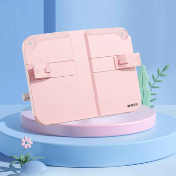 Hands-Free Desktop Book Stand for Kids with Paper Clip Pink