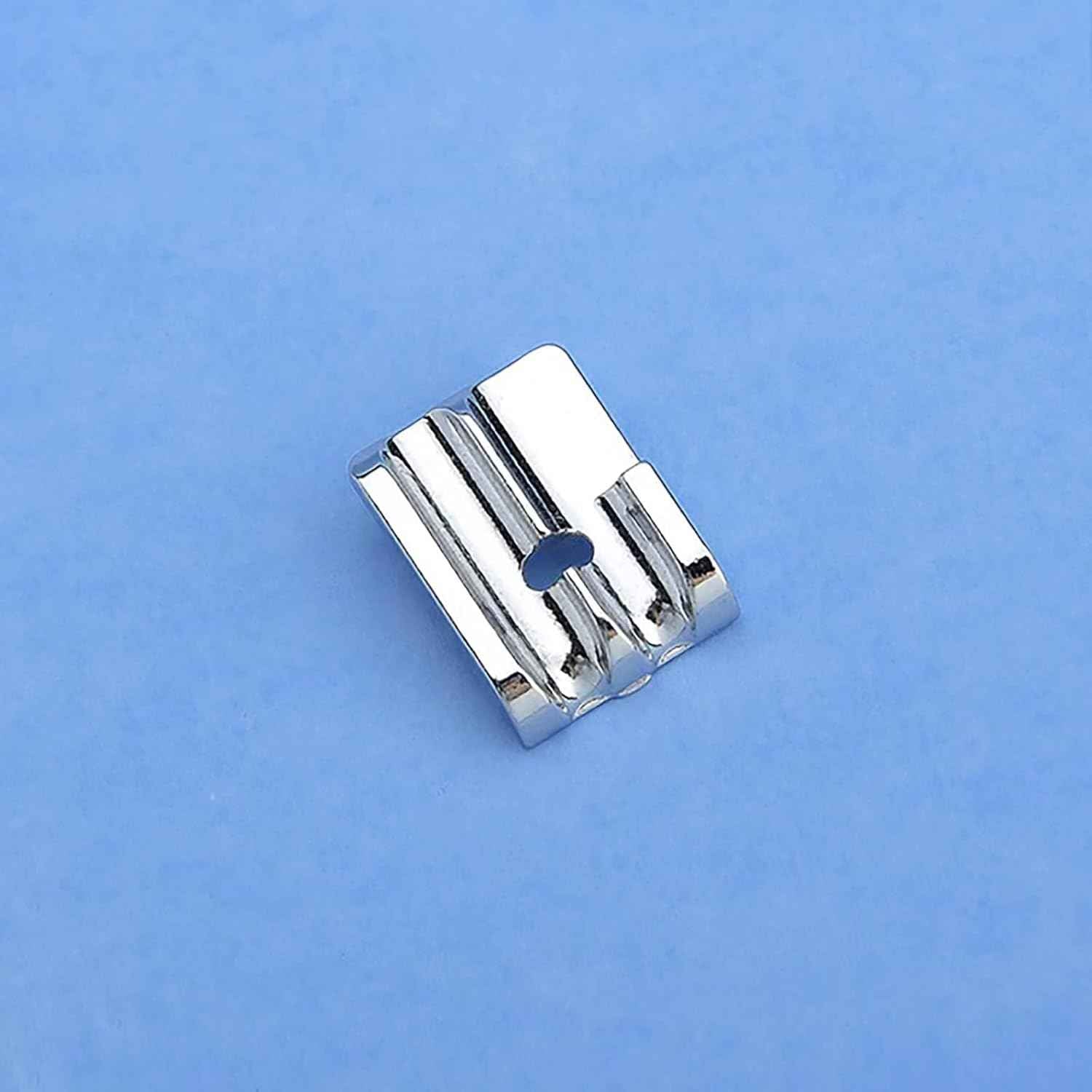 Second piping presser foot piece, low shank snap-on, metal bracket close-up