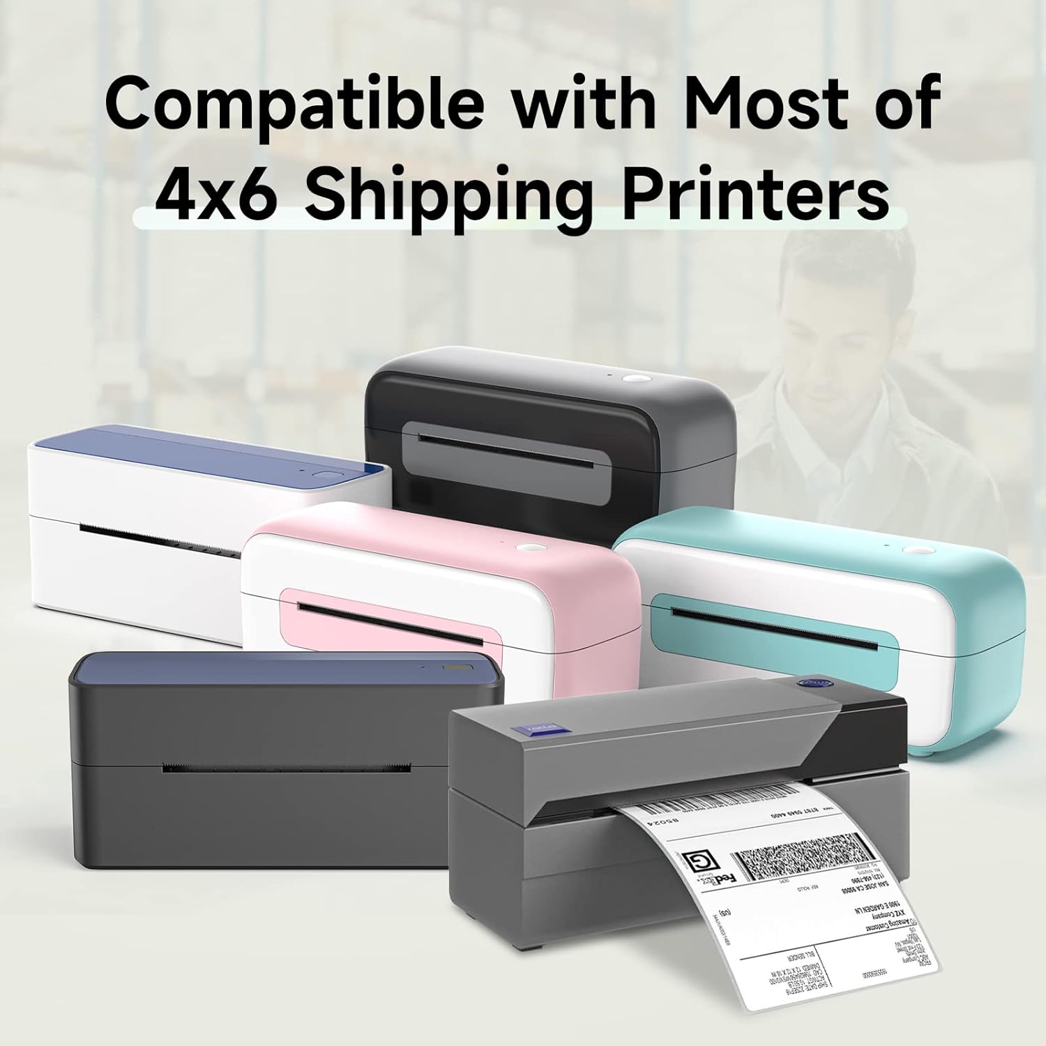 Phomemo 4"x6" Thermal Direct Shipping Label,Fan-Fold 500 Labels Rose