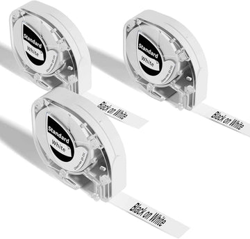 Label Tape (12mm X 4m),Black on White,for DYMO Letra Tag Phomemo P12