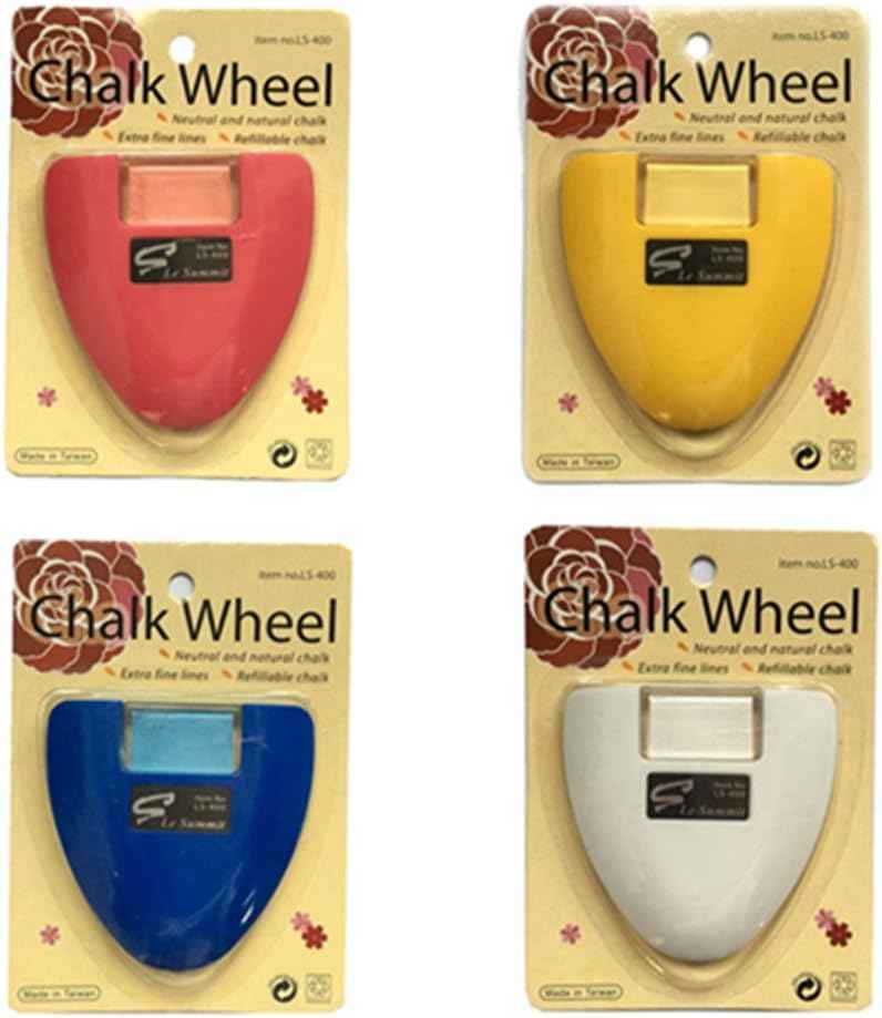 Set of Chalk Wheel fabric markers: red, yellow, blue, and white refillable chalk