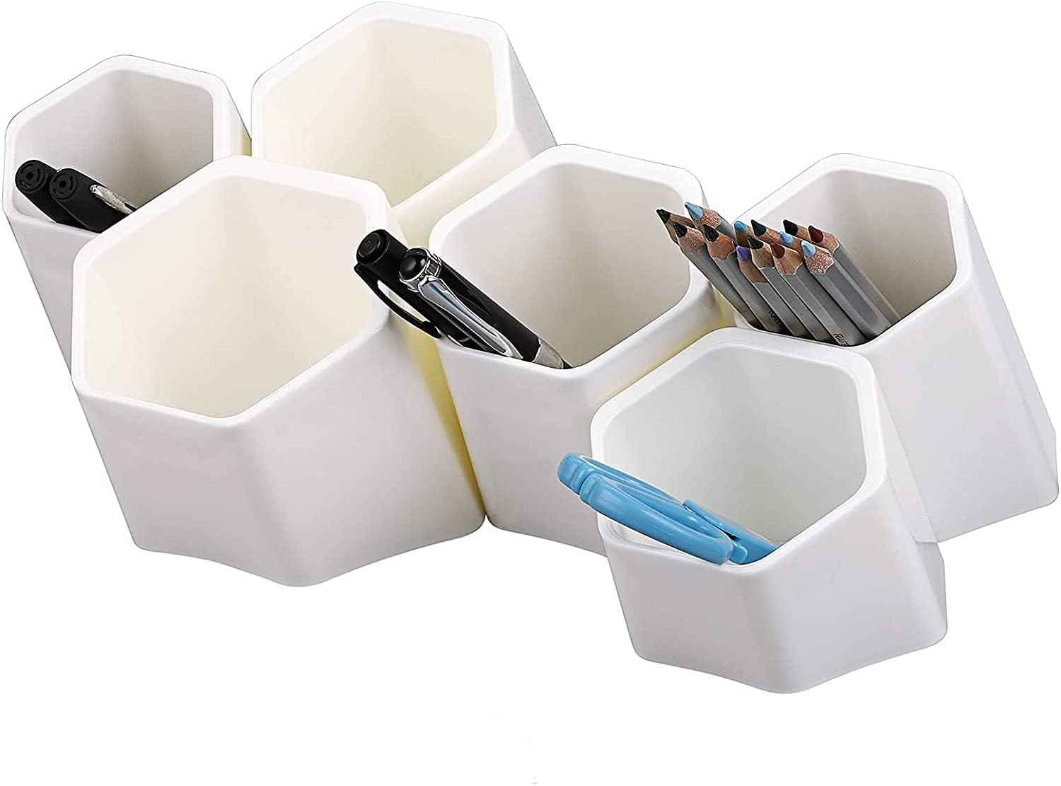 Hexagonal Creative Pen Holder Desktop Wall-Mounted White