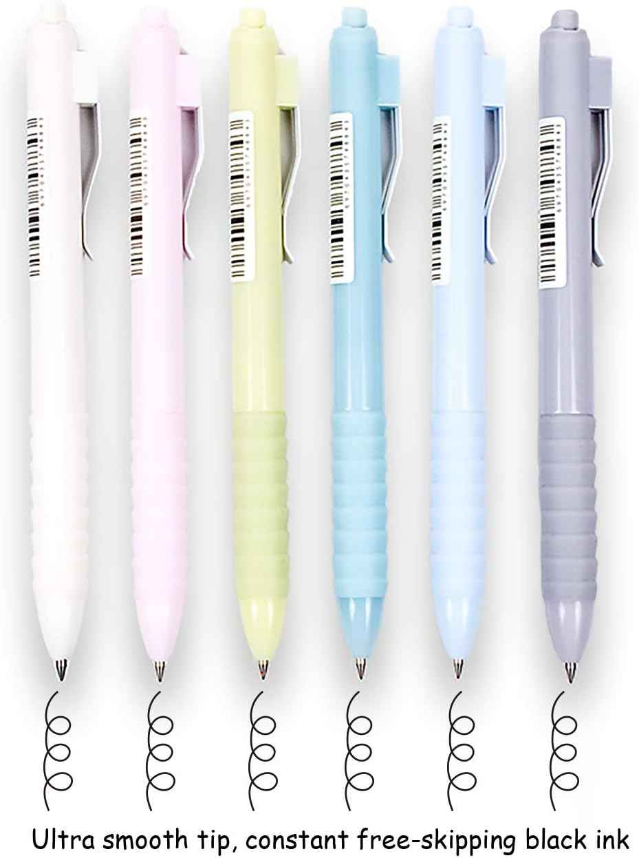 COLNK Retractable Gel Pens Black Ink,Fine Point 0.5mm 6-Count
