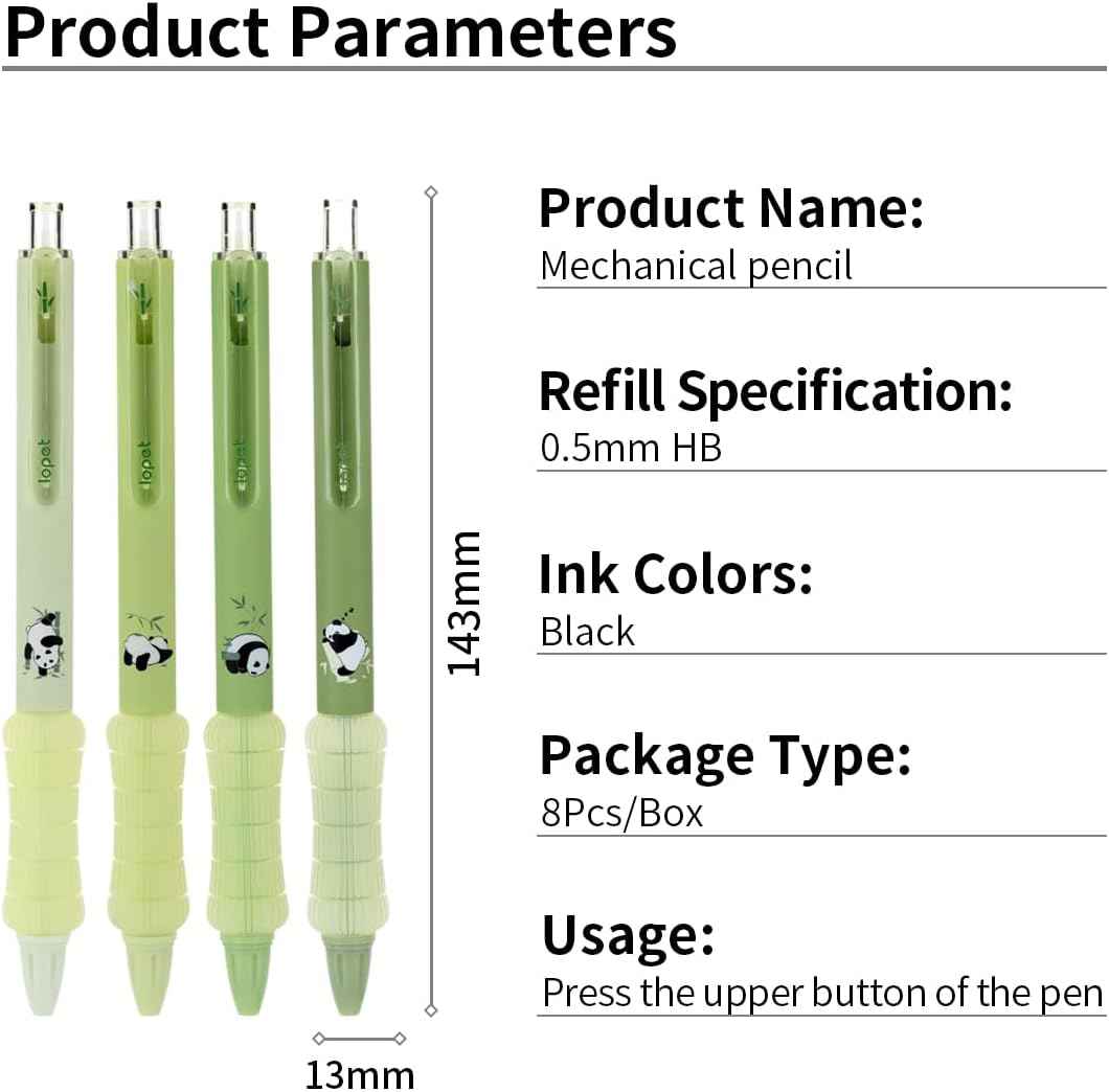 LOPET 8Pcs Mechanical Pencils 0.5mm HB Panda and Capybara
