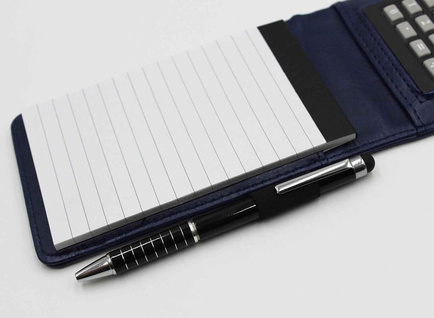 A7 Pocket PU Leather Mini Notepad with Calculator Ballpoint Pen Holder