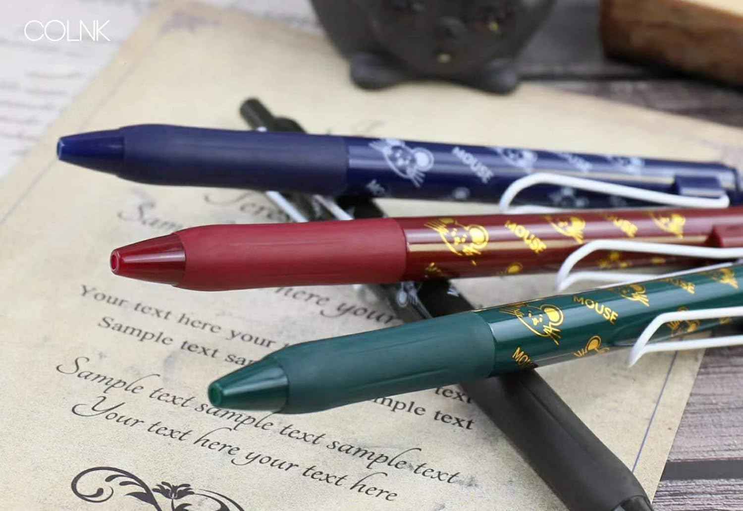COLNK Colored Gel Pens with Retro Ink Retractable,0.5mm,8 Pack