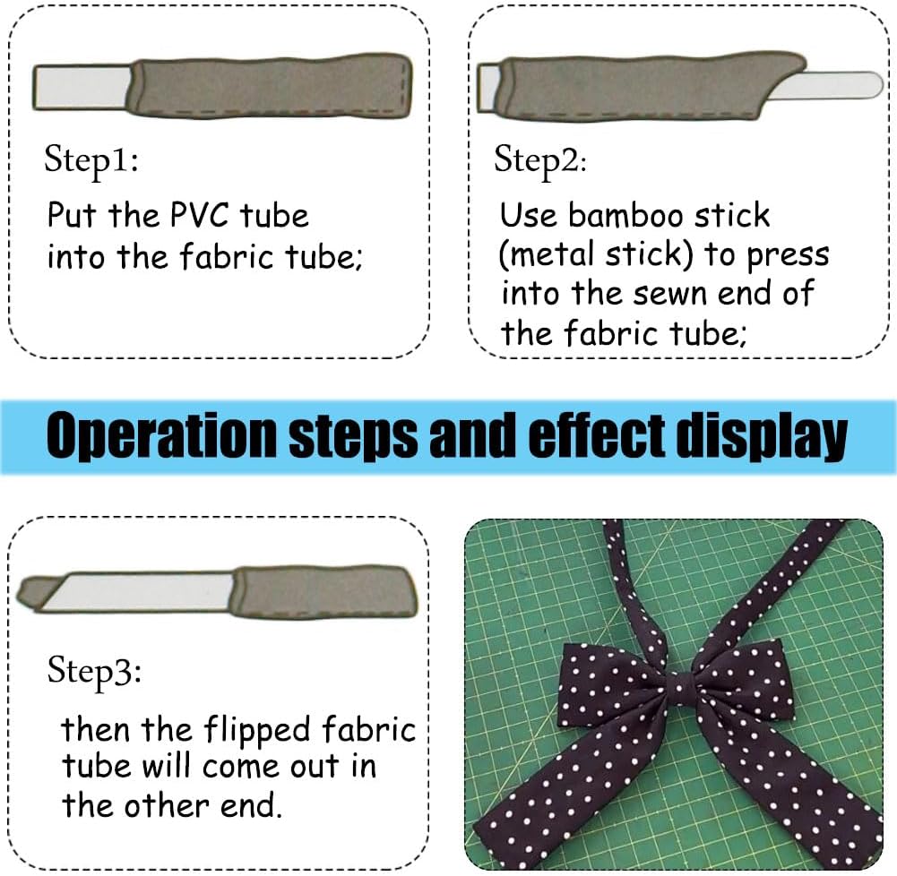 PVC fabric tube tool with wood/metal rod for flipping the fabric tube