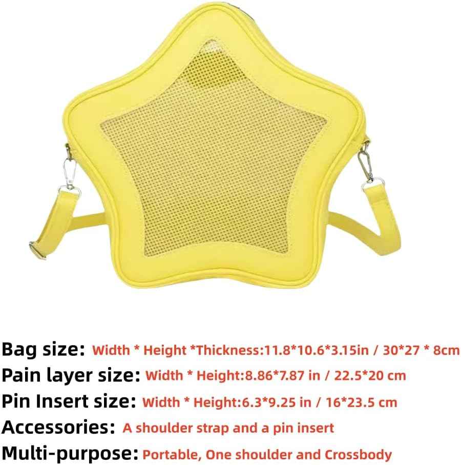Star Shape Ita Bag Y2K Pins Display PU Leather Backpack