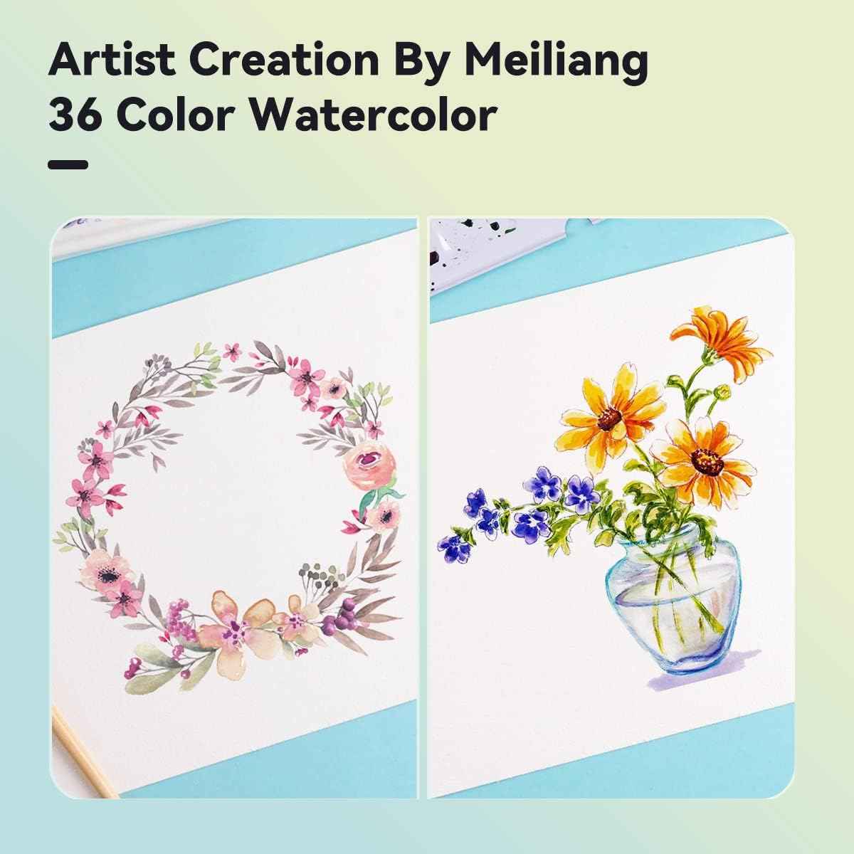 Meiliang Watercolor Paint Set,36 Vivid Colors,with Watercolor Brush