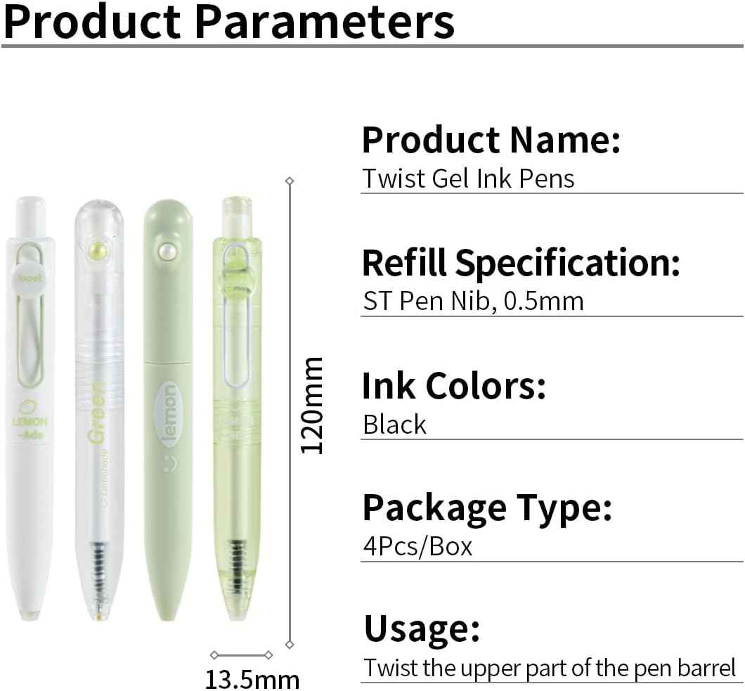 16Pcs Scented Retractable Twist Gel Ink Pens Pocket Size