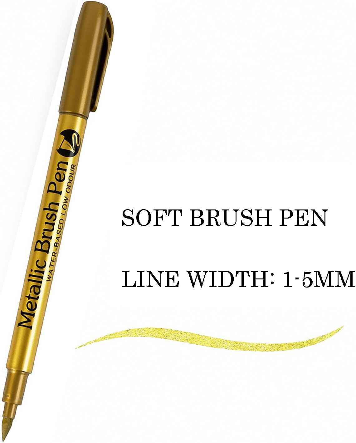 Guangna 550B 12pcs Metallic Brush Craftwork Marker Pens Gold