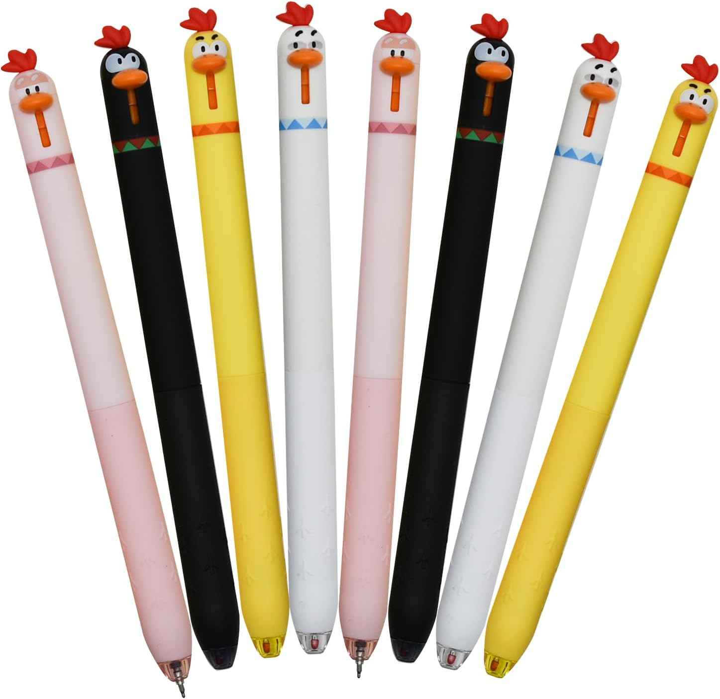 8PCS Cute Retractable Chicken Rollerball Gel Pens