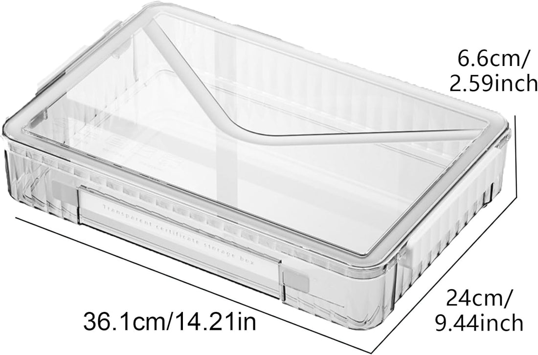 Plastic Storage A4 File Project Case with Handle Clear White with White Latches