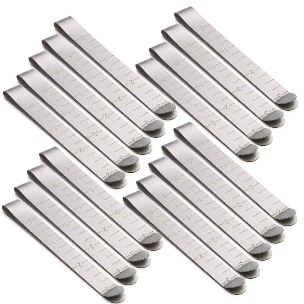 Stainless steel hemming clips, 3-inch measuring ruler style, set of 20