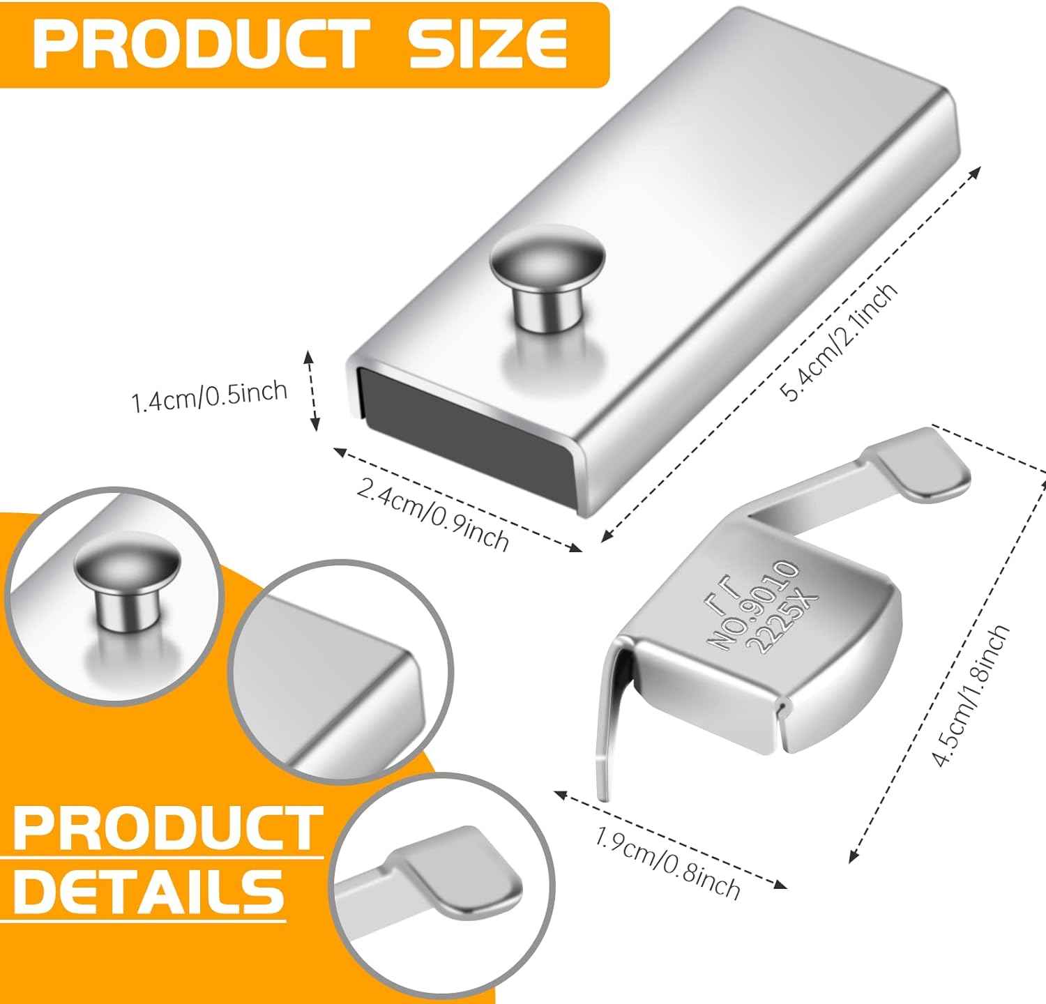 Metal magnetic seam guide with size markings and curved attachment