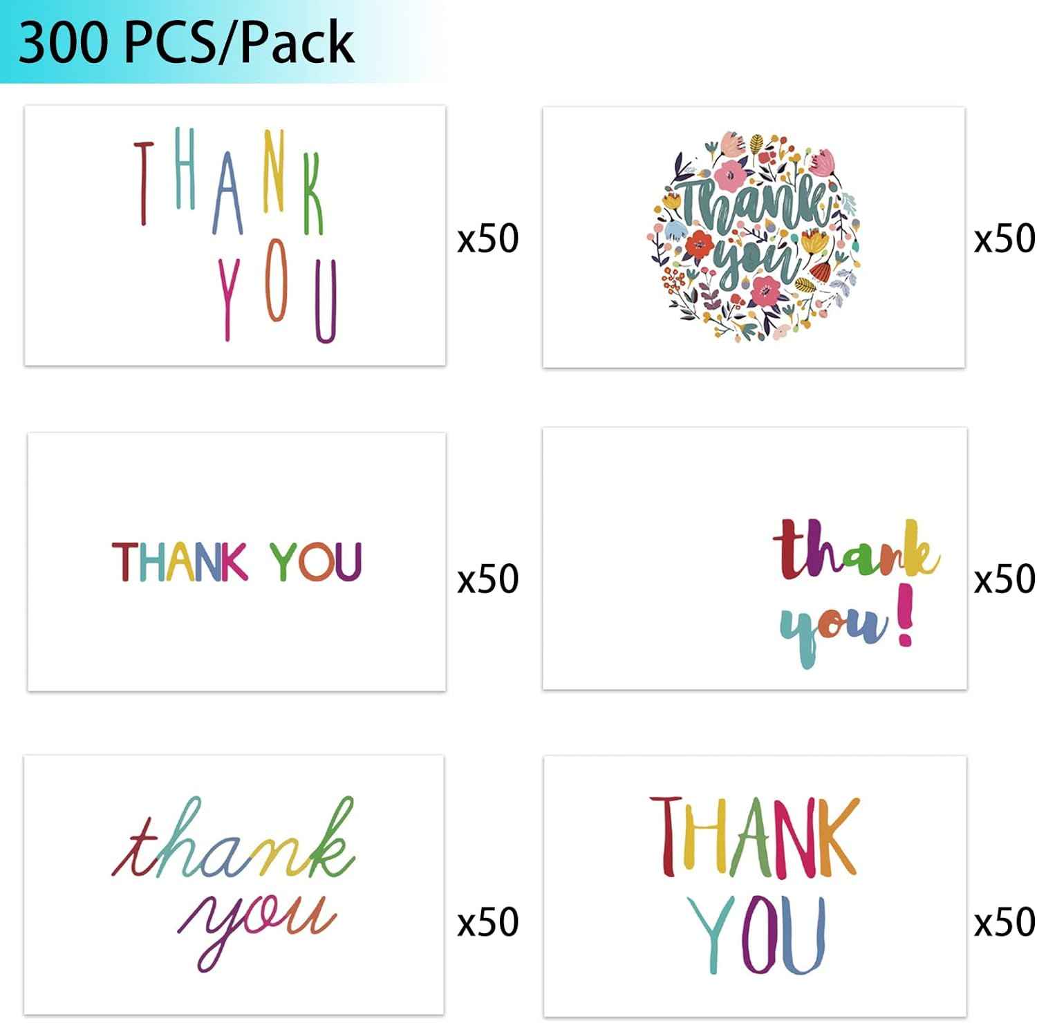 300PCS Thank You Business Cards White
