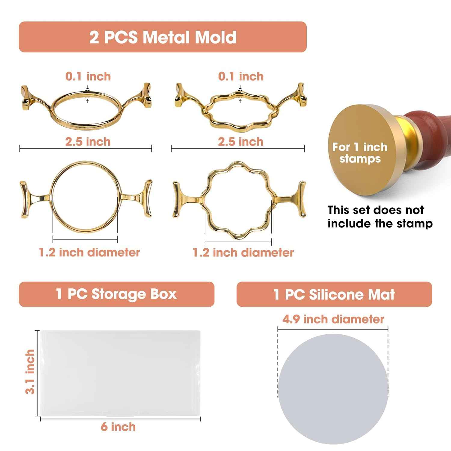 2 Metal Wax Seal Molds with Round Flower Shape,1 INCH