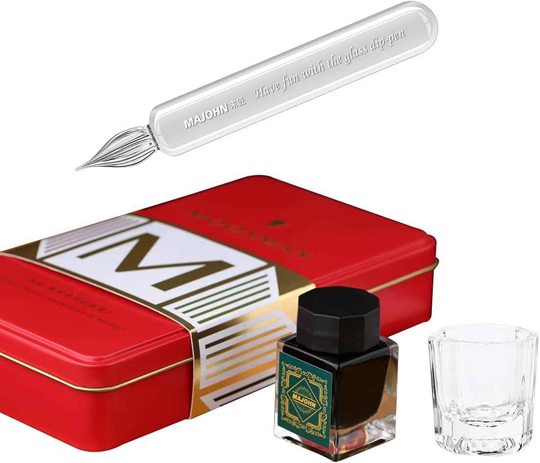 Majohn Crystal Glass Dip Pen Glass Pen Kit Clear