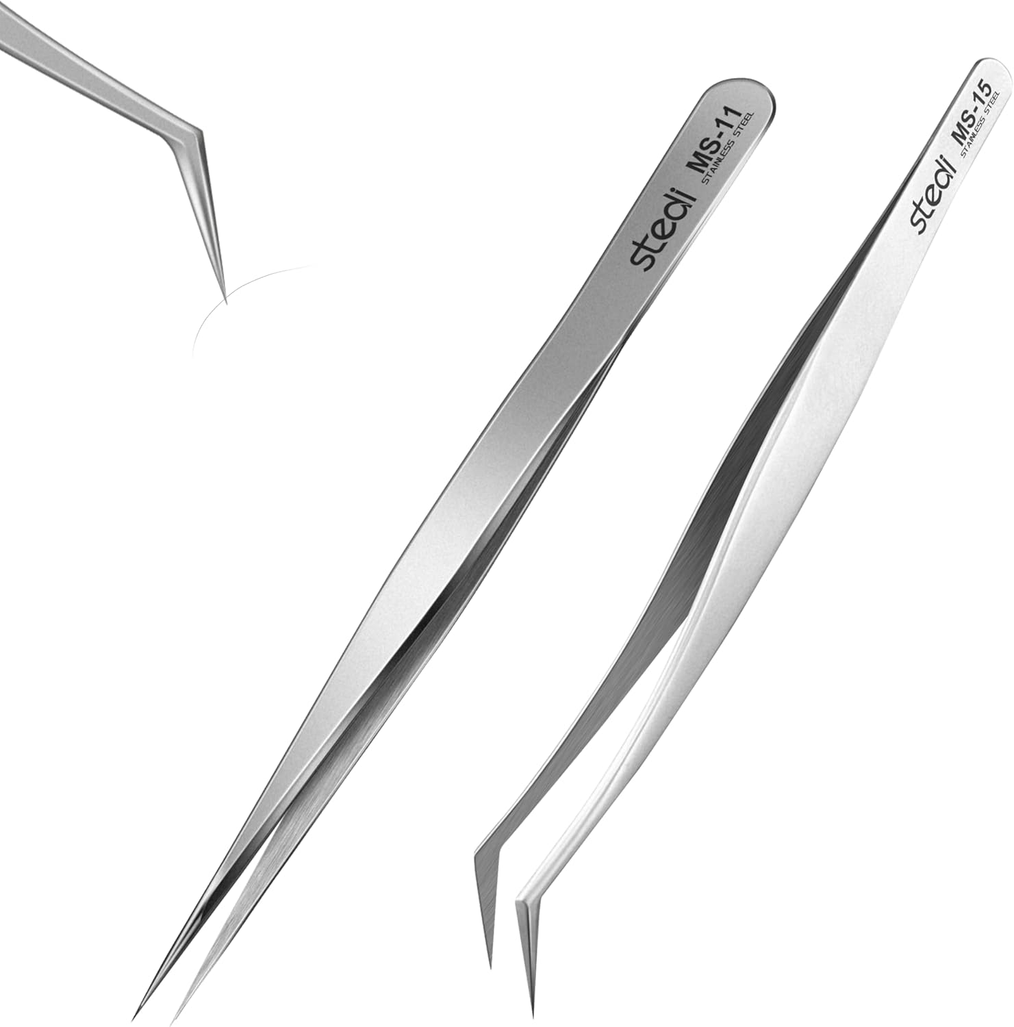 Stedi 2PCS Precision Tweezers Set Straight & Curved Tip for Gundam