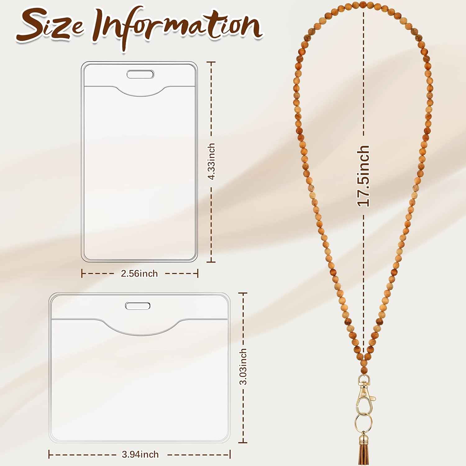 12 Pieces Wood Beaded Lanyards and Card Holder Set