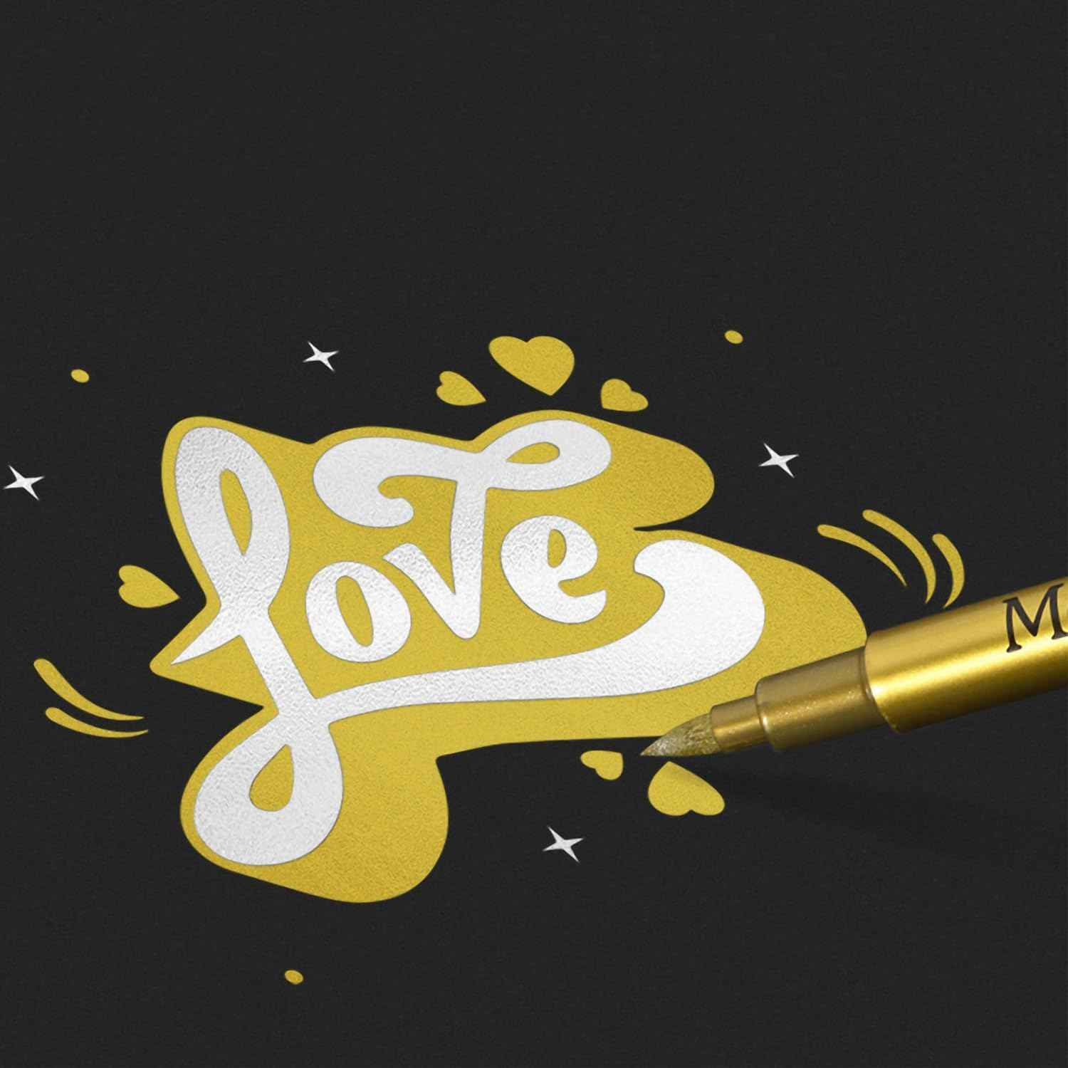 Guangna 550B 12pcs Metallic Brush Craftwork Marker Pens Gold