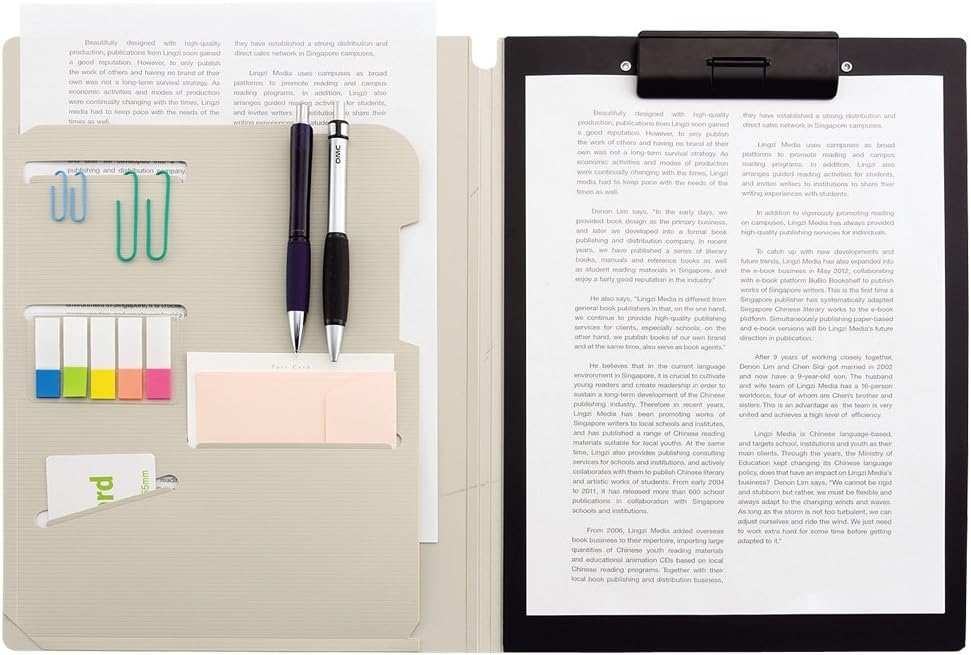 LIHIT LAB Binder Clipboard File Holder, Multifunction, A4,