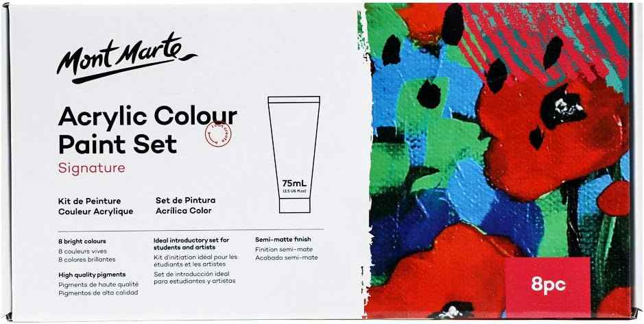 MONT MARTE Signature Acrylic Color Paint Set,8 Colors 75ml Tube
