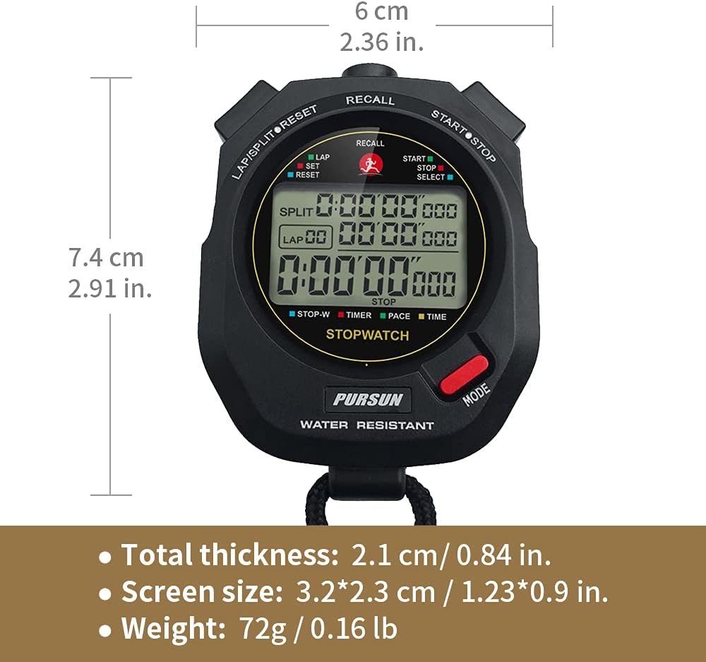 PURSUN PS-1003 Professional Stopwatch Timer for Sports 100 Lap