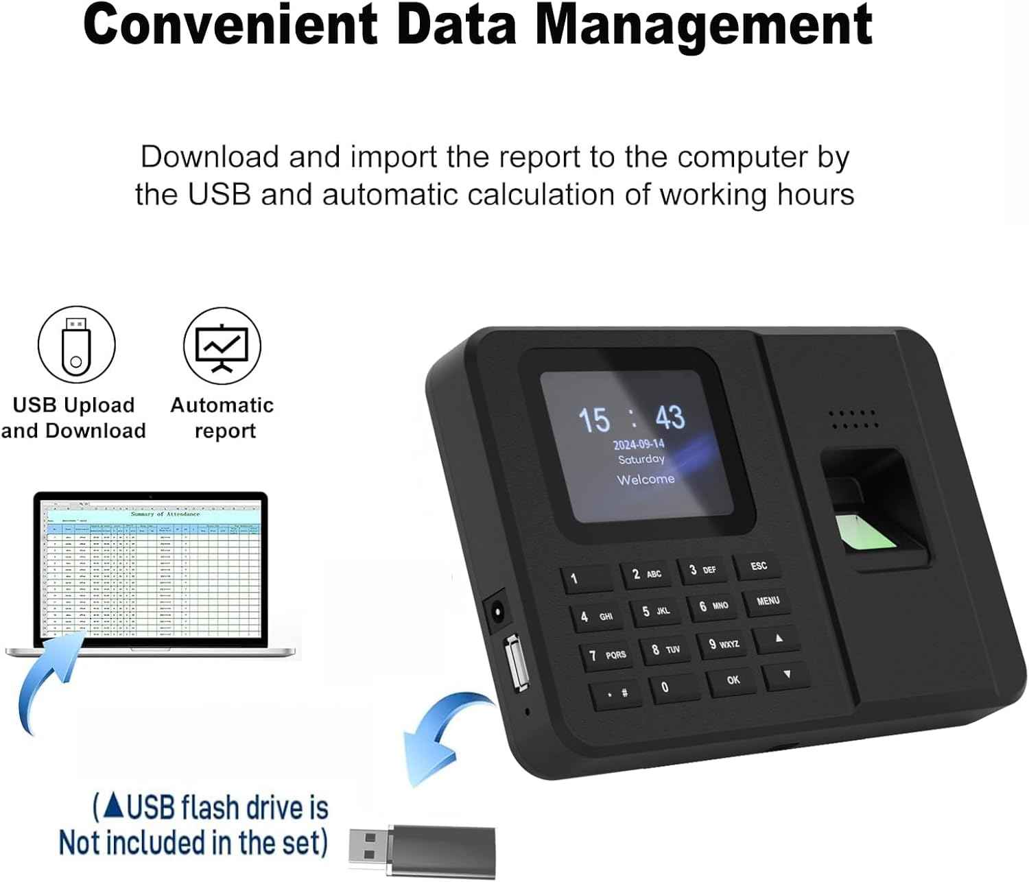 T700 Attendance Machine Time Clocks for Employees Small Business